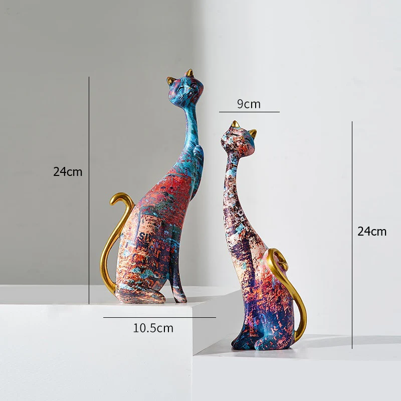 Dupla Gatinhos de decoração em resina - Abstratos - Image 4